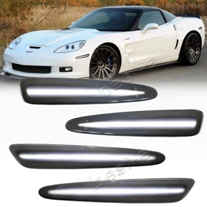 4PC LED Front & Rear Bumper Side Marker Lights For 05-13 Chevy Corvette C6 White - Picture 1 of 11