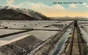Salt Lake City UT Utah, Salzbetten Great Salt Lake, Vintage Postkarte - Bild 1 von 2