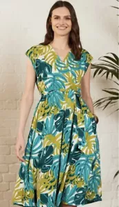 Vestido Nomads 100% Algodón Estampado Selva Cuello en V Talla 16 Nuevo OFERTA - Imagen 1 de 3
