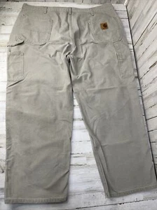 Pantalones de mezclilla Carhartt Carpenter Duck talla 44x30 beige original peto calce B11 DES T4 - Imagen 1 de 9