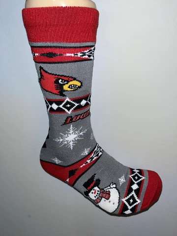 LOUISVILLE CARDINALS NCAA MENS LOGO WINTER PATTERN CREW DRESS SOCKS LARGE Q Cover
