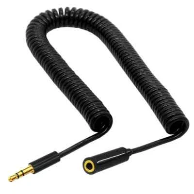 3.5mm 3 Pole Male to 3.5mm Female Coiled Stereo Aux Audio Extension Cable - 3m - Image 1 of 4