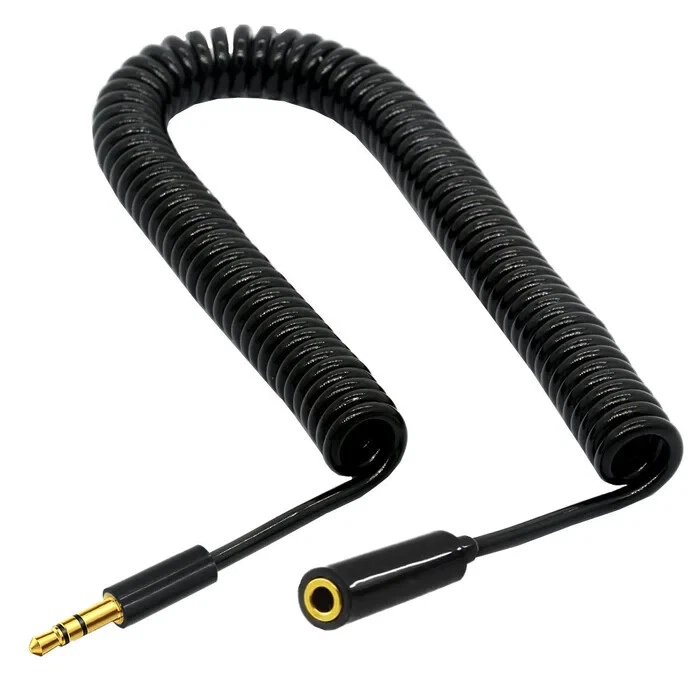 3.5mm 3 Pole Male to 3.5mm Female Coiled Stereo Aux Audio Extension Cable - 3m - Image 1 of 4