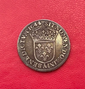Louis XIV. Münze 1/4 Taler mit kurzem Docht 1644 .A. (Atelier Paris). TB+/TTB - Bild 1 von 2