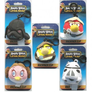 ANGRY BIRDS STAR WARS SET DI 5 CLIP ZAINO PELUCHE E 4 CARTE DA GIOCO IN LATTA NUOVO - Foto 1 di 12