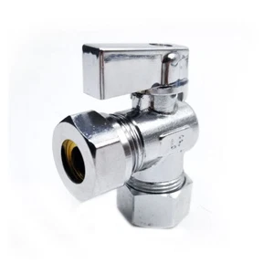 5/8 " Comp x 1/2 " Slip Joint Quarter Turn Brass Angle Stop Valve (Lead Free) - Picture 1 of 4