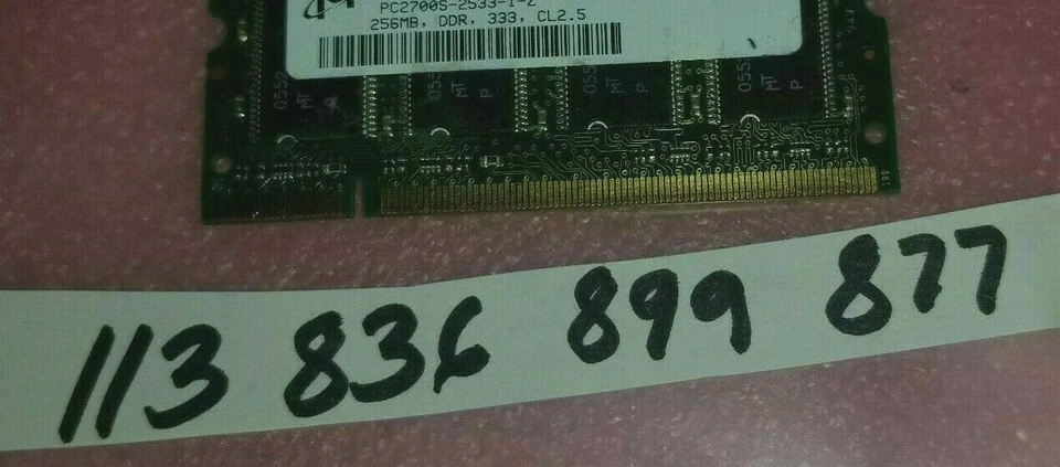 256MB  2RX16 PC2700 CL2.5  DDR333  2.5V 200PIN  SODIMM NON-ECC DUAL RANK  16x16  - Image 1 of 1