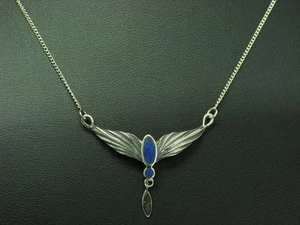 925 Argento Sterling Collier Con Lapislazzuli Ricoperto / Vero Argento/3 9g/51 - Foto 1 di 3