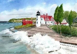 Point Betsie Leuchtturm, Frankfurt Mi. Kühlschrankmagnet. Rob Thorpe Aquarellkunst. - Bild 1 von 2