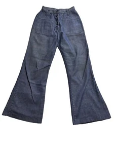 Vintage US Navy Flared Bell Bottoms Pants Denim 24X26 70s 1970s Button Fly - Picture 1 of 8