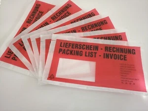 1 a 1000 uds bolsa de albaranés roja DIN larga bolsas de documentos autoadhesivas - Imagen 1 de 4