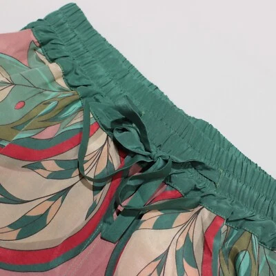 Pantalones Cortos Franco Ferrari Nuevos con Etiquetas Talla S EE. UU. Cordón en Verde Rosa Floral Mezcla Seda Foto 1 de 4