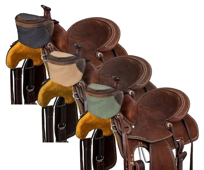 Western Saddle Pommel Pouch - Canvas with Leather accents - 3 Colors - Image 1 of 4