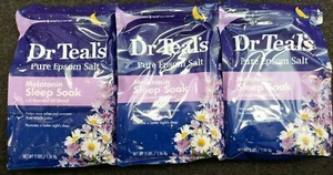 3 Pack Dr Teal's Pure Epsom Salt Melatonin Sleep Soak W/Essential Oil - 3lb Each - Picture 1 of 4