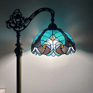 Tiffany Style Floor Lamp Green Stained Glass LED Bulb Gooseneck Adjustable 63"H - Picture 1 of 10