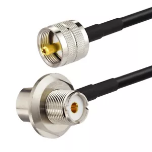 Eightwood UHF SO-239 Female Right Angle to UHF PL-259 Male RG58 Coaxial Cable 5m - Picture 1 of 3