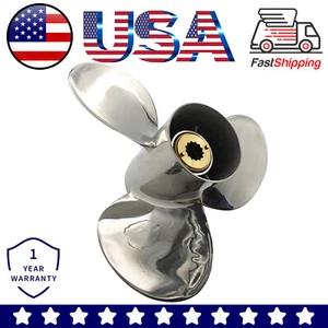  Stainless Steel Outboard Propeller 10 1/2x11 For Mercury 25-70HP 13 Spline - Picture 1 of 7
