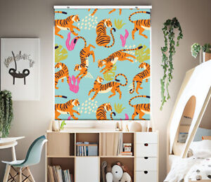 Kids Tropical Tiger Pattern EasyBlock Blackout Blinds Cordless Printed Picture