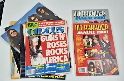 HIT PARADER FALL 1988  & 1989 annual magazine PLUS GRAB BAG MISC. 80s PINUPS LOT - Image 1 of 2