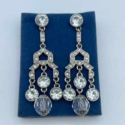 Elegant Avon Crystal Rhinestone Chandelier Earrings Silvertone Clip-On 2008 - Image 1 of 4