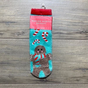 Bath And Boys Works Womens Shea Infused Socks Gingerbread Candy Cane One Size - Picture 1 of 7