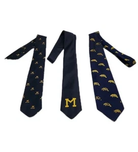 Vintage University Of Michigan Ties (3) Go Blue! Wolverines - Picture 1 of 8