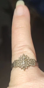 Unisex Unique Medieval Style Cluster CZ Band Sterling 925 Vtg Ring Sz 7.5 - Picture 1 of 9
