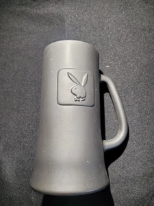 Playboy Glass Mug, Matte Gray Black 6 1/4” Tall Coffee Tankard - Picture 1 of 8