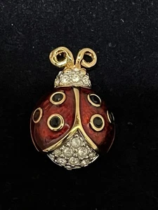 Swarovski Ladybug Pave Crystal Brooch Pin Red Gold Retired Rare 1384 - Picture 1 of 4