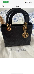 Dior Lady Dior Black Cannage Leather Tote Handbag Designer Purse Luxury Top - Picture 1 of 11