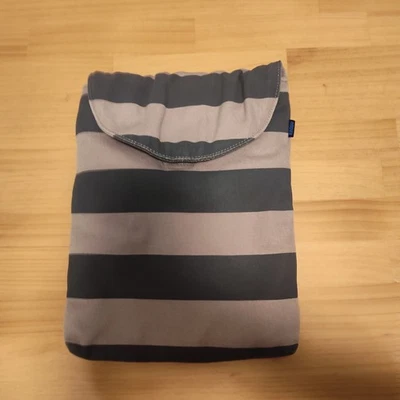 Baggu Gray Striped Tablet Padded Canvas Sleeve Case Fleece Lined - Image 1 of 4