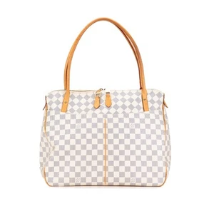 Authenticated Louis Vuitton Damier Azur Figheri GM White Canvas Shoulder Bag - Picture 1 of 7