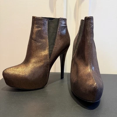 Rock & Republic Botines Bronce Metálico Plataforma 5" Tacones Botines Talla 7M Foto 1 de 4