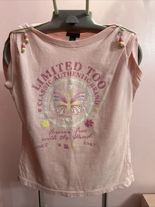 Vintage Y2K Limited Too Pink Short Sleeve Top With Beading Detail Girls L 14 - Picture 1 of 6