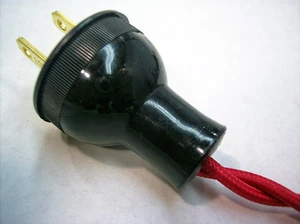 Round Vintage Antique Style BLACK Electrical Plug for Lamp Cord Fan Steampunk - Picture 1 of 4
