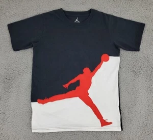 Jordan Shirt Youth Medium Jumpman Big Logo Embroidered Red Black White Boys A13 - Picture 1 of 9
