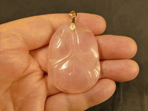 14K CHINESISCHER GESCHNITZTER ROSENQUARZ ANHÄNGER 30,9 GMS VINTAGE TUCSON NACHLASS - Bild 1 von 6