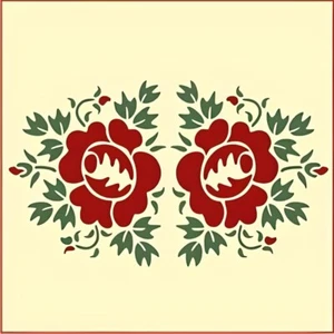 ROSE DOPPELSCHABLONE - BOTANISCHER kolonialer romantischer Strauß - Die kunstvolle Schablone - Bild 1 von 6