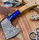 Forged Clever Chopper Axe Knife Ladder Damascus Olive Wood #lk01