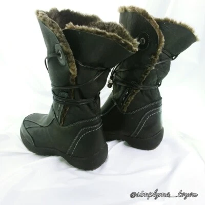 Botas de invierno de cuero negro rubio Foto 1 de 4