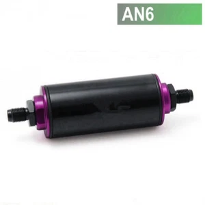 100 Micron FUEL FILTER INLINE AN6 Stainless Steel SS Element turbo BLACK - Picture 1 of 6