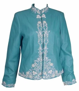 S size Women Soft Real Sheepskin Light Fashion Stylish Embroidery New Blazer - Picture 1 of 2