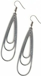 Paparazzi Triple Ripple Black Earrings BNIP - Picture 1 of 2