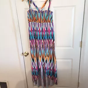 Vestido de Nicole Nicole Miller estampado multicolor tejido dobladillo alto bajo talla L - Imagen 1 de 8
