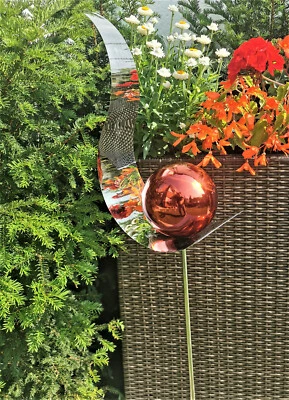 Skulptur Flame Edelstahl rot poliert 126cm Garten Beetstecker Rosenkugel - Bild 1 von 2