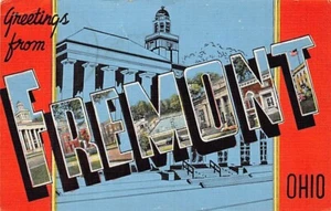 Postkarte OH: Grüße aus Fremont, Ohio, Leinen, veröffentlicht 1964, große Briefe - Bild 1 von 2