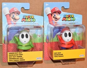 Jakks Pacific Super Mario SHY GUY RED & SHY GUY GREEN FIGURE  2.5 inch LOT 2 NEW - Picture 1 of 4