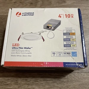 Lithonia Lighting WF4 Wafer Downlight w/ Ultra Thin Round Trim Matte White - Picture 1 of 4
