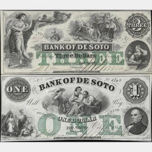 Bank of De Soto Nebraska $1 1863 Choice About Uncirculated - Picture 1 of 5