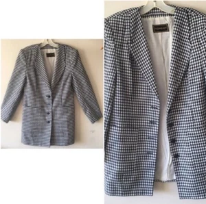 SALE Vtg 80s YSL 2 Pc Dress Suit(Skirt&Jacket/coat)black White Houndstooth 40/M - Picture 1 of 6